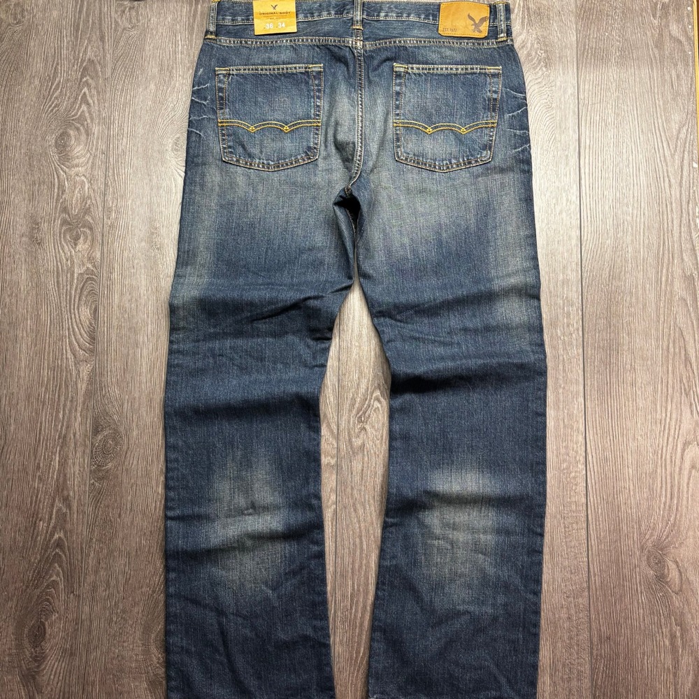 American Eagle Mens Original Boot Jeans 36x34 Medium Broken-In Wash Denim